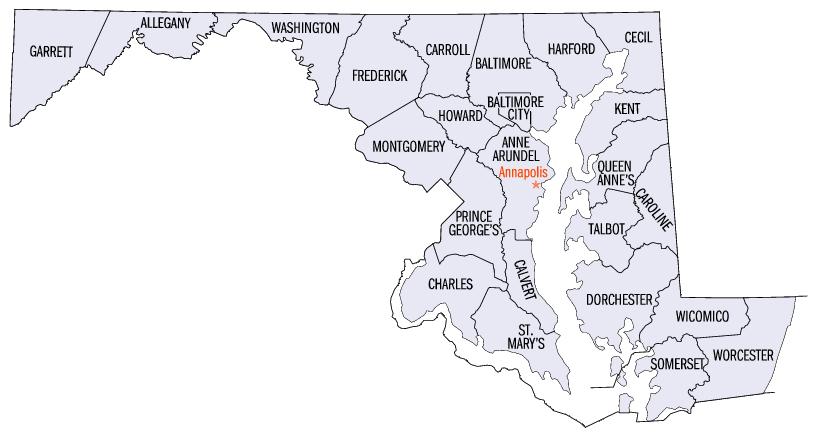 Map of Maryland Counties